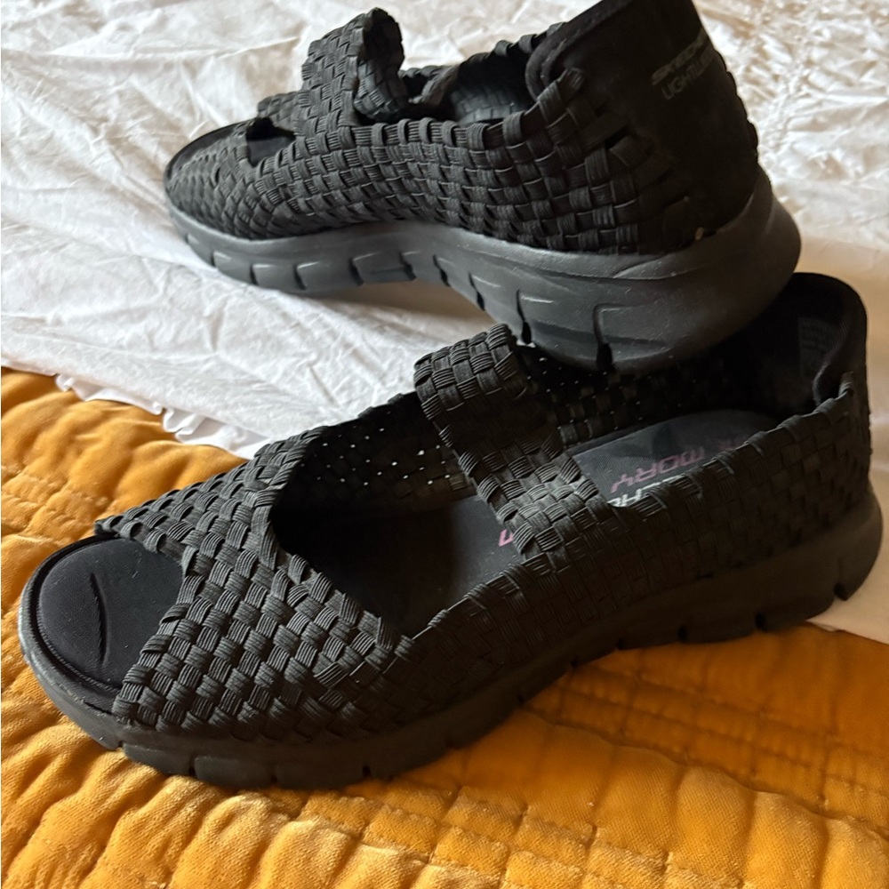 Skechers Black Woven Sandals